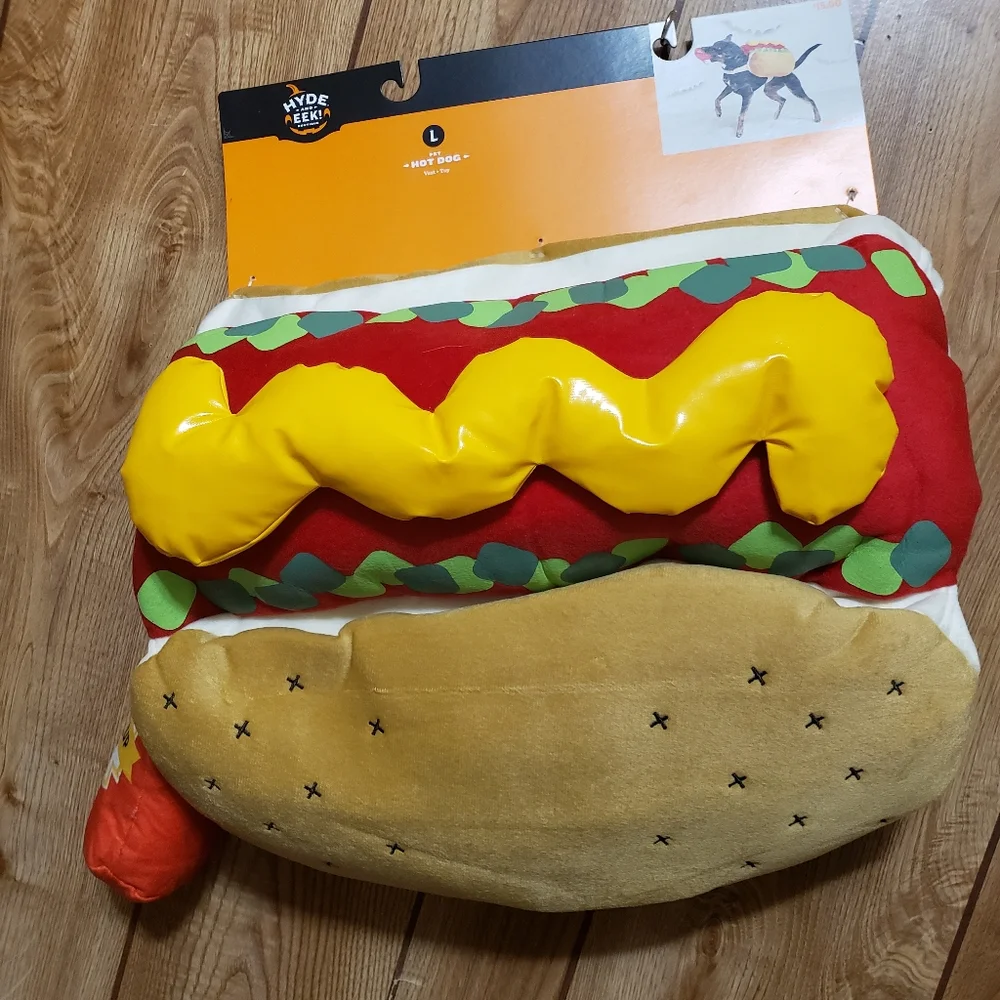 Hotdog Dog Costume Size Large With Ketchup Toy New With Tags Hyde And Eek
